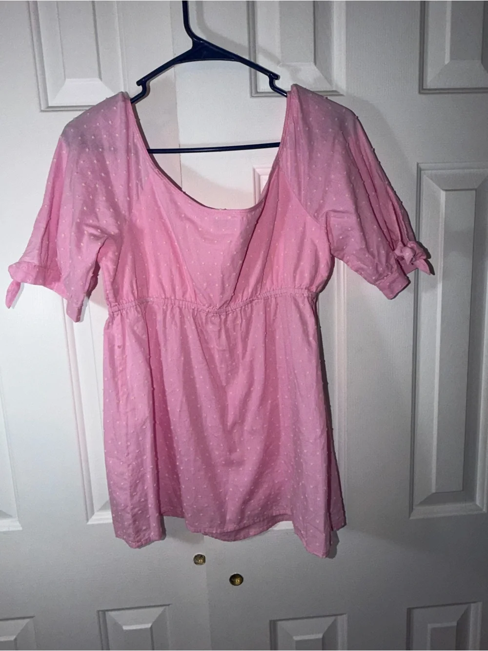 Lilly Pulitzer Pink Swiss Dot Square Neck Blouse.